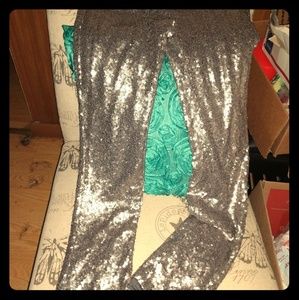 Silver sequin leggings